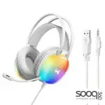 Remax RM-706 RGB Gaming Wired Headset Headphone USB+3.5mm -White