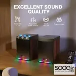 HPYLIFAll.H in One SL-70 Wireless RGB Bookshelf Speakers with Remote 50W