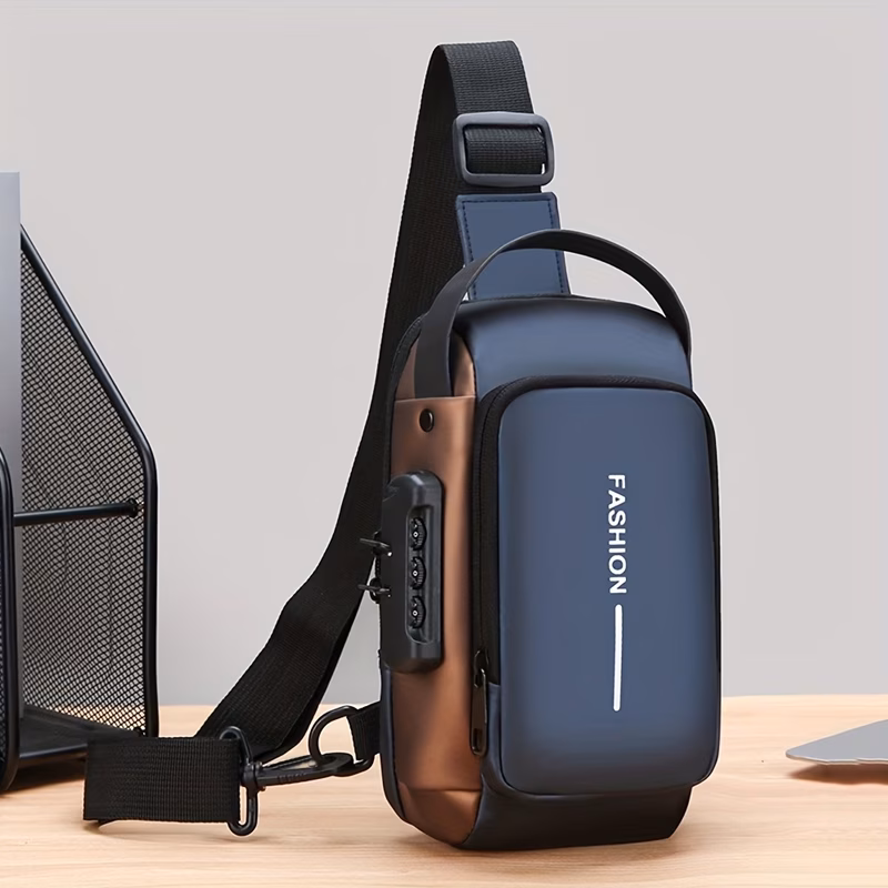 شنطة كتف للاغراض اليومية حقائب الكروس والصدر (Sling Bags) مع مدخل USB وقفل سري
