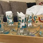 طقم كاسات شاي نقش يدوي