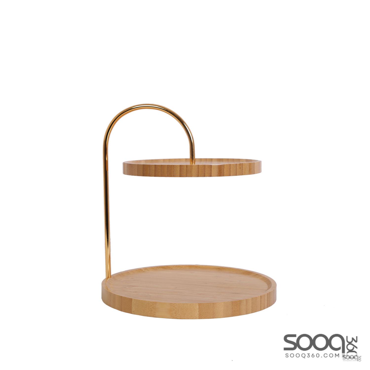 Serving Plate 2 Tiers-Brown-Wooden