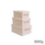 Storage Box Set-Beige-L:36x26x17cm/M:32x23x15cm/S28x19x13cm