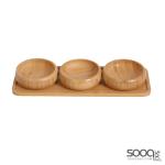 Serving Wooden Bowl Set-Brown-9.5x3cm