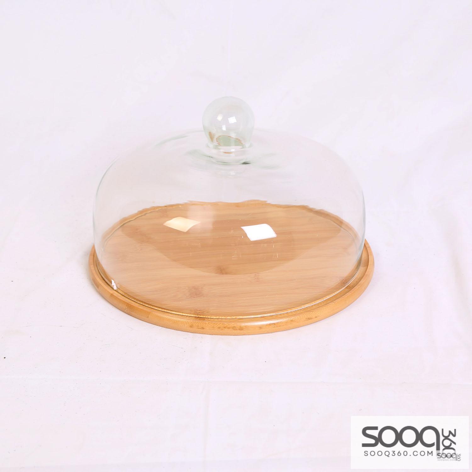 Cake Plate-Brown and Clear Cover-30cm