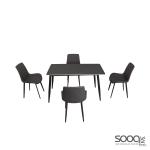 Baity-Dinning Table With 4 Chairs-Black-black--130x70cm