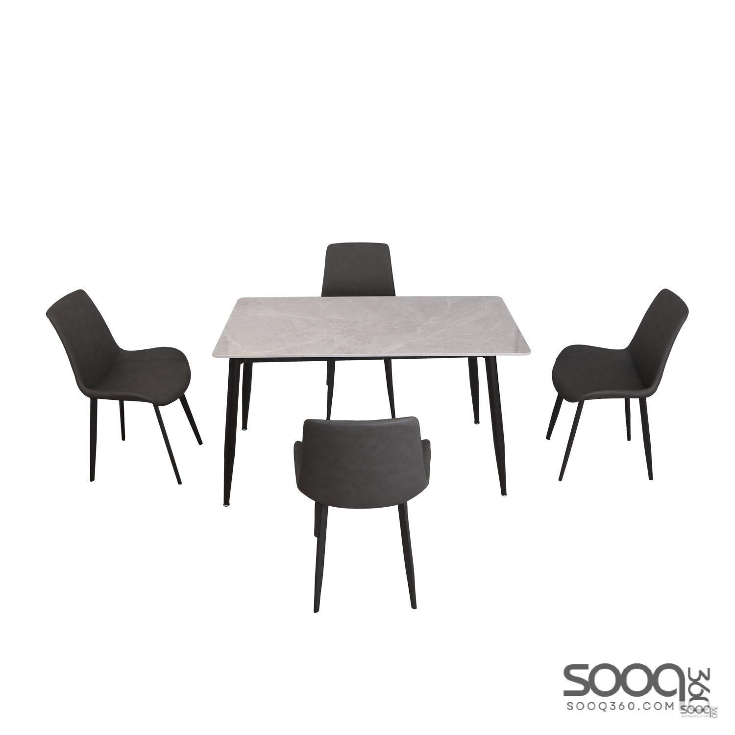 Baity-Dinning Table With 4 Chairs-Black-black--130x70cm