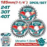 Total TAC236185 طقم صينية قص خشب 7.25 انش 3 قطع