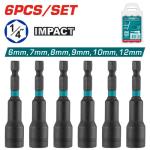 Total TAC2765061 6PCS Magnetic nuts Set طقم بوكس درل 6-12 قياسات متعددة