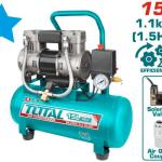 Total TCS1110152 كمبريسر هواء 15 لتر صامت 1.5 حصان ملف المنيوم بدون زيت 
