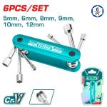 Total THFND061 6 Pcs folding nut driver set طقم عده دراجة طوي
