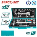 Total THT141253 طقم بوكس علبة حديد 24 قطعة 1/2 انش