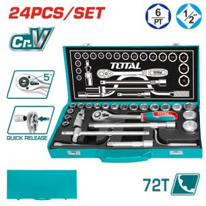 Total THT141253 طقم بوكس علبة حديد 24 قطعة 1/2 انش