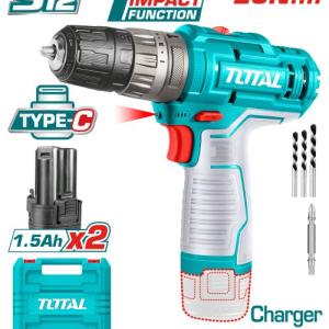 Total TIDLI12202 درل شحن 12 فولت مع 2 بطارية بدون سلك شاحن