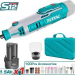 Total TMGLI12011 درمل شحن 12 فولت مع بطارية واكسسوارات 100 قطعة