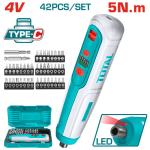 Total TSDLI0406 مفك شحن 4 فولت مع راسيات شد + شنطه
